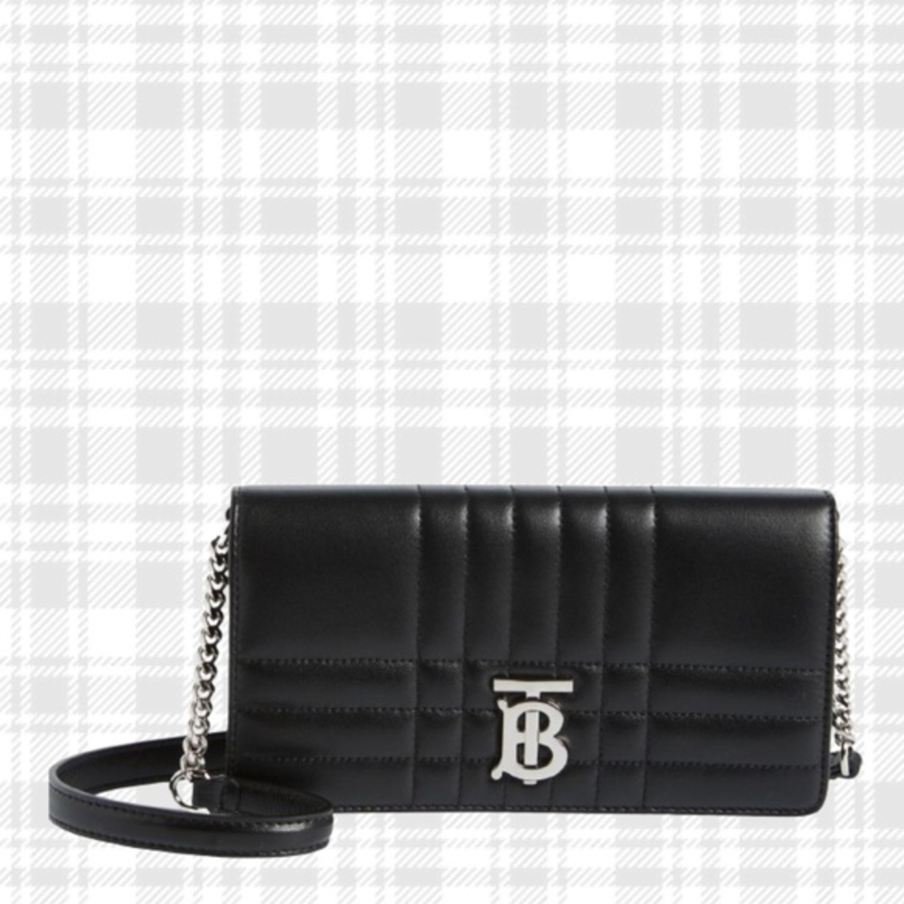 BURBERRY Lola Quilted Leather Wallet on a Strap- Black - Picture 1 of 12
